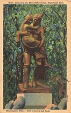 Minneapolis MN Minnesota, Hiawath & Minnehaha Statue Park, Vintage Postcard picture