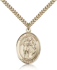 Saint Sebastian Medal For Men - Gold Filled Necklace On 24 Chain - 30 Day Mo... picture