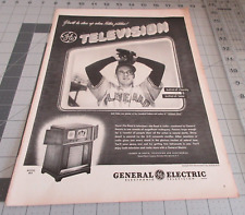 1947 General Electric Television, Bob Feller, Cleveland Indian Vintage Print Ad picture