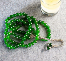 REAL Green Jade  Stone Islamic Prayer 99 beads Tasbih Misbaha Rosary Tasbeeh 8mm picture