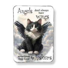 Black & White Tuxedo Cat Angel Wings Magnet Loss of Cat Grief Memorial Gift 3x4 picture