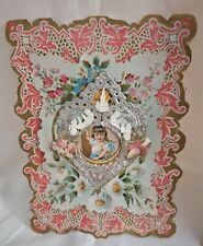 Victorian valentines day card 3 layers silver lace die cut embelishments little picture