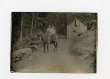 Vintage Donkey Postcard  RPPC PEOPLE COUPLE  DONKEY CABIN UNPOSTED picture