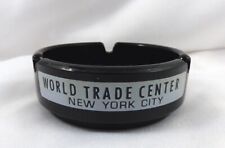 Vintage WORLD TRADE CENTER Twin Towers Black Glass Ashtray picture