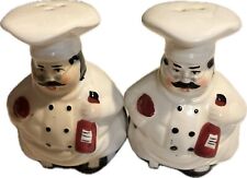 Vintage Fat Chefs Bakers Salt & Pepper Shakers Set Stoneware picture