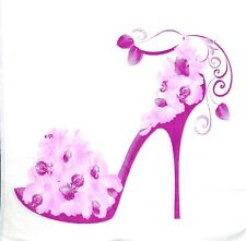 N298# 3 x Single Paper Napkins Decoupage Tissue Woman Pink Flowers Shoe picture