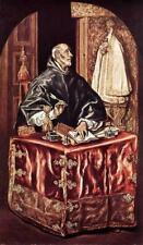 Oil painting El-Greco-St-Ildefonso old man portrait writing  canvas picture
