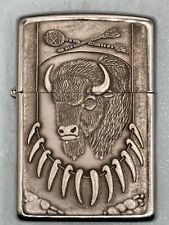 Vintage 1997 Bison Buffalo Emblem HP Chrome Zippo Lighter NEW Barrett Smythe picture
