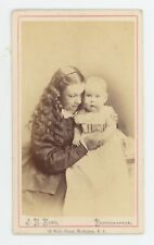Antique CDV Circa 1870s Affectionate Beautiful Young Girl & Baby Rochester, NY picture