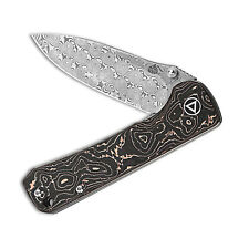 QSP Knives Hawk Liner Lock 131-S Knife Damascus Steel/Copper Carbon Fiber picture