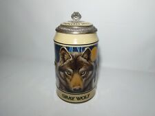 Budweiser Endangered Species Stein Gray Wolf Beer Mug Vintage 1993 w Certificate picture