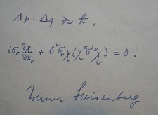 Werner Heisenberg: autograph - uncertainty principle & theory of everything picture