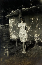 Pretty Woman In Butterfly Dress Leaning Against Tree B&W Photograph 3 x 4 picture