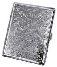 Retro Metal Cigarette Case Double Sided King & 100s Flower Pattern RFID picture