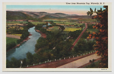 View from Mountain Top Waverly NY New York Railroad Farm Unposted  Postcard picture