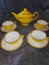 Teavana Tea Set Noble Poppy Fine Bone China Teapot Cups Saucer 14k Gold Trim picture