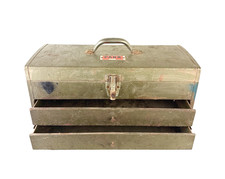 Park Mfg Co 2 Drawer Steel Machinist Mechanic Tool Box Green Chest Model 166 picture