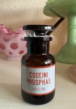 Vintage Codeine Chemist Apothecary Jar *CODEINI PHOSPHAS* Ground Glass Stopper picture