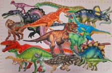 16 Laminated Die-cut Color Dinosaur Cut-Outs T-Rex Brontosaurus Ankylosaurus picture