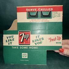 7up 6-Pack Bottles Carton Cardboard Soda Pop Carrier Fresh Up with 7UP; NOS picture