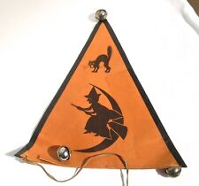 Vintage Orange & Black Halloween Witch Hat w/ Bells Kirby Manufacturing USA picture