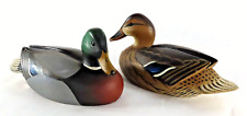 VTG 1972 Signed Hand Carved Painted Wood Mallard Drake Hen Artist Barry Fuchs picture