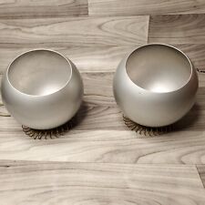VINTAGE FOSTORIA AMPLEX INDUSTRIAL LIGHTS ATOMIC AGE SILVER EYEBALL LAMPS MCM picture