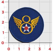 USAF 8TH AIR FORCE WINGS BLUE ROUND MILITARY HOOK & LOOP EMBROIDERED PATCH picture