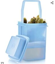 Tupperware Pick-A-Deli LARGE 8 Cup Square Pickle Container w/Strainer Ice Blue picture