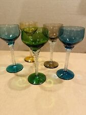 5 Vintage MCM? Crystal Twisted Stem Multicolors Wine/Champagne Glasses .QUALITY picture
