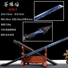 47 Inches Wolf Sword Carbon Steel Blue Blade Chinese Tang Dao With Belt Sharp picture