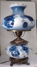 Vintage ACCURATE CASTING GWTW Hurricane Electric Lamp BLUE FLORAL Big - 24