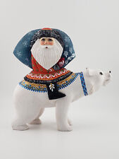 Hand Carved Wooden Santa Riding Polar Bear Russian picture