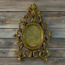 Antique Sold Brass Gold Ornate Small Picture Photo Frame with Glass 7.5” inch picture