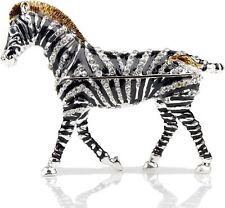 Bejeweled Enameled Animal Trinket Box/Figurine With Rhinestones-Zebra picture