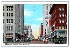 1932 Main Street Looking North Exterior View Streetcar Tulsa Oklahoma Postcard picture