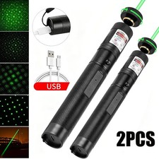 2PCS Rechargeable Lazer Green Laser Pointer Pen Astronomy Visible Beam Light picture
