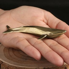 Brass Blue Whale Animal Figurine Small Statue Table Office Home Decoration Gifts picture