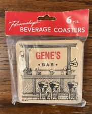 Vintage Personalized Beverage Coasters GENE’S BAR 6 pieces 1993 NLD Made In USA picture
