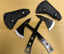 2 PACK BLACK TOMAHAWK FULL TANG THROWING AXE SET w/ SHEATHS PERFECT POINT picture