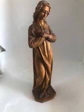 Antique Wood Carved Statue of Mother Mary Statue 13.5