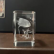 Crystal Glass 3D Laser Etched Solid Cube Fish-Decorative picture