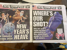 TWO HISTORIC NY POST EDITIONS NEW YEARS EVE AND NEW YEARS DAY 2020-2021 picture