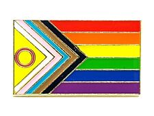 Progress Pride Badge Flag Large Lapel Pin Gay Trans Bi Intersex Rights LGBTQIA+ picture