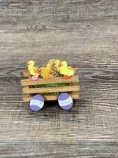 Vtg 1984 Schmid Emgee Easter Decor Chicks Being pulled In Egg Cart/ Adorable picture