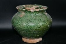 Genuine Ancient Islamic Ceramic Pot with Green Glazed Color In Good Condition picture