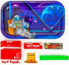 Metal Rolling Tray Astronaut Combo Bundle Kit RAW, SKY HIGH Gift Pack Set #8 picture