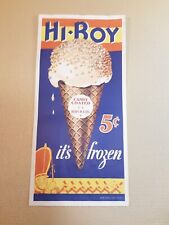 1930s Hi-Boy Ice Cream Cone Candy Coated 5Cent Litho Paper Advertising Sign 13