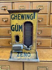 RARE Antique ZENO Chewing Gum Machine Cabinet Dispenser Wood With Tin Panels picture