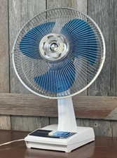 Panasonic Fan Vintage Blue Translucent Blades 12" 5 Way Oscillation F-1207 picture